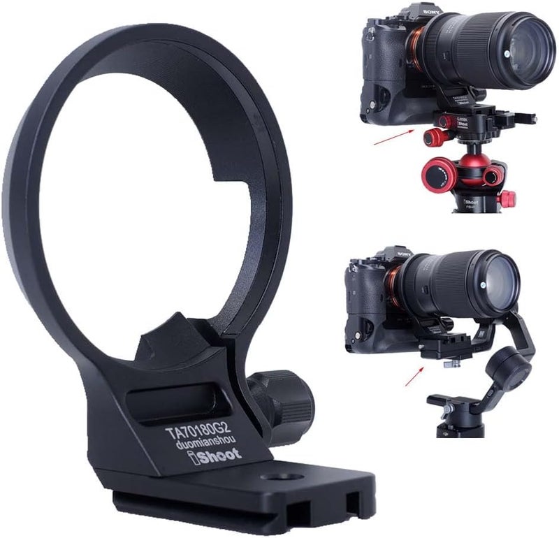 iShoot Tripod Mount Ring Lens Collar Compatible with Tamron 70-180mm f/2.8 Di III VC VXD G2 A065 E-Mount, Support Holder Bracket Arca-Swiss Fit Quick Release Plate for Arca Fit Head Clamp & Stabilizer - Image 1